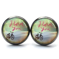 Sale Ohrstecker Ohrhänger Clipse Valentinstag I Love you Fahrrad - verschiedene Größen - Edelstahl - Geschenkidee Valentinstagsgeschenke