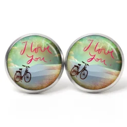 Sale Ohrstecker Ohrhänger Clipse Valentinstag I Love you Fahrrad - verschiedene Größen - Edelstahl - Geschenkidee Valentinstagsgeschenke