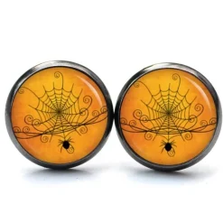 Schmuck|Just Trisha Ohrstecker, Ohrhänger, Clipse Halloween Spinne Spinnennetz