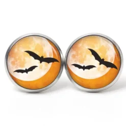 Schmuck|Just Trisha Ohrstecker, Ohrhänger, Clipse Halloween Fledermaus Mond