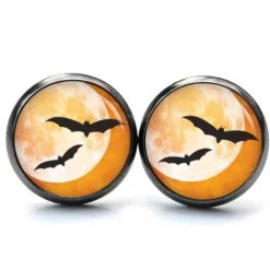 Schmuck|Just Trisha Ohrstecker, Ohrhänger, Clipse Halloween Fledermaus Mond