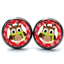 Weihnachtsaccessoires|Just Trisha Ohrstecker, Ohrhänger, Clipse Weihnachten Eule Weihnachtseule XMas Christmas