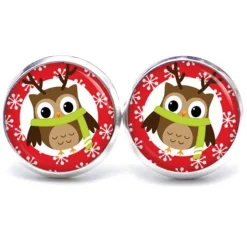 Weihnachtsaccessoires|Just Trisha Ohrstecker, Ohrhänger, Clipse Weihnachten Eule Weihnachtseule XMas Christmas