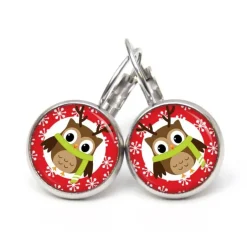 Weihnachtsaccessoires|Just Trisha Ohrstecker, Ohrhänger, Clipse Weihnachten Eule Weihnachtseule XMas Christmas