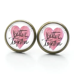 Valentinstagsgeschenke|Just Trisha Ohrstecker Ohrhänger Clipse Valentinstag Herz Liebe rosa better together - verschiedene Größen - Edelstahl Geschenkidee