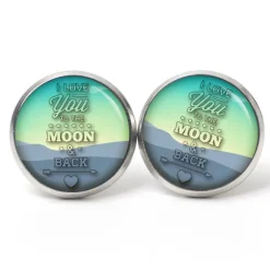 Online Ohrstecker Ohrhänger Clipse Valentinstag Love you to the moon and back - verschiedene Größen - Edelstahl - Geschenkidee Valentinstagsgeschenke