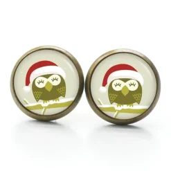 Weihnachtsaccessoires|Just Trisha Ohrstecker, Ohrhänger, Clipse Weihnachtsmann Eule Weihnachtseule XMas Christmas
