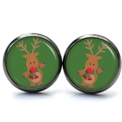 Weihnachtsaccessoires|Just Trisha Ohrstecker, Ohrhänger, Ohrclipse Weihnachten Rudolph XMas Christmas Reindeer