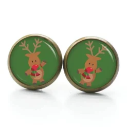 Weihnachtsaccessoires|Just Trisha Ohrstecker, Ohrhänger, Ohrclipse Weihnachten Rudolph XMas Christmas Reindeer