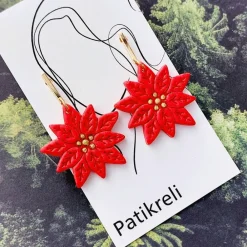 Hot Ohrstecker "Weihnachtsroter Stern" Weihnachtsaccessoires