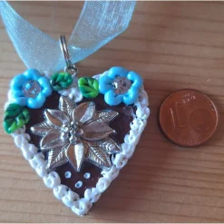 Trachtenschmuck|Pfullinger Engele Oktoberfest Trachtenschmuck Kette Edelweiss Herz Dirndl handgemacht –