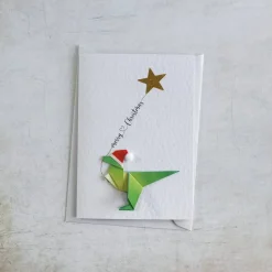 Clearance Origami Weihnachtskarte Dinosaurus mit Stern - Einzigartige Weihnachtskarte - Frohe Weihnachten - Papierkunst Weihnachtskarten