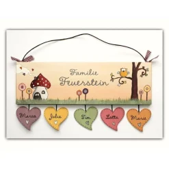 Sale originelles Einzugsgeschenk: Türschild Familie personalisiert mit Name, Geschenk zum Einzug Haus oder Wohnung, individuell handgemalt, wetterfest & dekorativ, originelles Familiengeschenk Geschenke