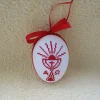 Best Osterdeko, Kreuzstich Osterei Handarbeit gestickt  religiöses Motiv   12cm, rot weiß, Ostereier