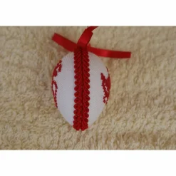 Best Osterdeko, Kreuzstich Osterei,  Oster Motiv  Handgestickt, rot-weiß 6cm Ostereier