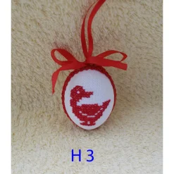 Best Osterdeko, Kreuzstich Osterei,  Oster Motiv  Handgestickt, rot-weiß 6cm Ostereier