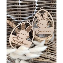 Osterdeko|Wunschelfe Osterdeko personalisiert aus Holz mit gravour | Ostergeschenk | Anhänger Ostern mit Name | Ostern | Osteranhänger