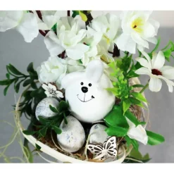 Sale Osterdeko weiß mit Hase, Tischgesteck Osterdeko