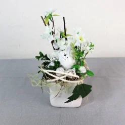 Sale Osterdeko weiß mit Hase, Tischgesteck Osterdeko