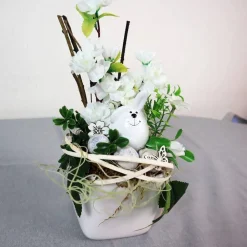 Sale Osterdeko weiß mit Hase, Tischgesteck Osterdeko
