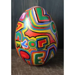 Hot Osterei Dekoei LOVE & PEACE Acrylmalerei auf einem Keramikei Ostergeschenk Künstler-Ei Sammlerstück Unikat handbemaltes Ostereier