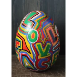 Hot Osterei Dekoei LOVE & PEACE Acrylmalerei auf einem Keramikei Ostergeschenk Künstler-Ei Sammlerstück Unikat handbemaltes Ostereier