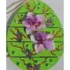 Best Osterei ORCHIDEENZAUBER Collage Acrylmalerei auf einem Holzei Künstler-Ei Wanddeko Collage Blütenbild Osterdekoration Osterdeko
