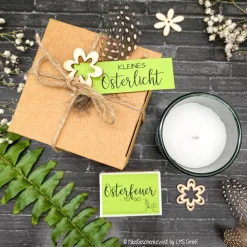 Hot Osterfeuer to go Kerze mit Schriftzug wahlweise mit Lindt Schokohase - Ostergeschenk, Mitbringsel, Ostern, Gastgeschenk Osterkerzen