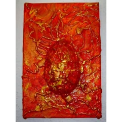 Hot Ostergeschenk OSTERFEUER abstraktes Dekoei auf einem Keilrahmen witzige Wanddeko Künstler-Ei  abstrakte Kunst Osterdeko