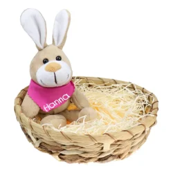 Clearance Ostergeschenk Osterkörbchen mit Hasen u. Namen Osternest - Geschenk zu Ostern personalisiert Set aus Kuscheltier & Hase Osterkörbchen