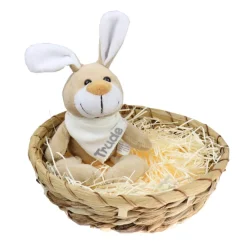 Clearance Ostergeschenk Osterkörbchen mit Hasen u. Namen Osternest - Geschenk zu Ostern personalisiert Set aus Kuscheltier & Hase Osterkörbchen