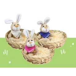 Clearance Ostergeschenk Osterkörbchen mit Hasen u. Namen Osternest - Geschenk zu Ostern personalisiert Set aus Kuscheltier & Hase Osterkörbchen