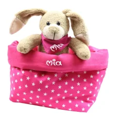 Best Ostergeschenk Osterkörbchen mit Hasen personalisiert Stoffkörbchen - Geschenk zu Ostern mit Namen Set aus Kuscheltier Osterhasen