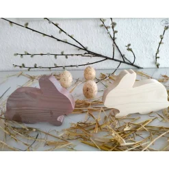 Clearance Osterhase aus Holz / Hase / natur oder metallic Osterhasen