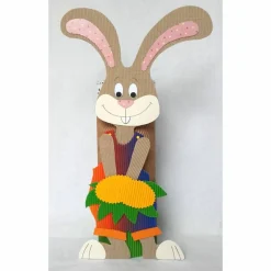 Discount Osterhase mit Geschenkbox als Osternest, Osterkörbchen oder Frühlingsdeko, Tischdeko, Osternest aus Wellpappe Osterkörbchen