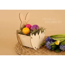 Online Osterhase, Osternest, Osterdekoration, Ostergeschenk, Geschenk Ostern, Bausatz, Holzbausatz Osterdeko