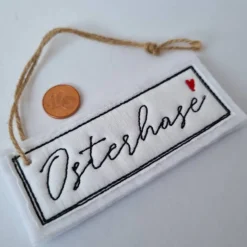 Clearance "Osterhase"-Geschenkanhänger aus Filz in WEISS, von Osterdeko