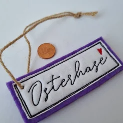 Clearance "Osterhase"-Geschenkanhänger aus Filz in LILA, von Osterdeko