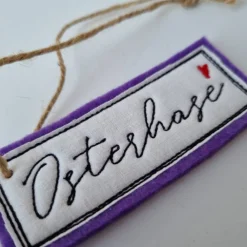 Clearance "Osterhase"-Geschenkanhänger aus Filz in LILA, von Osterdeko