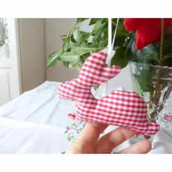 Best Osterhasen, Hängehasen,  ro,t echte Handarbeit, genäht, Unikate, Osterdeko Osterhasen