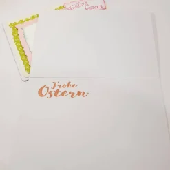 Outlet Osterhasen mit Ostereier-Körbchen Osterkarte handcoloriert Fröhliche Ostern pastell Osterkarten