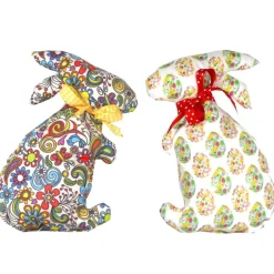 Osterhasen|Verrückte Maschen Osterhasen Stoffhasen 2er Set – Bunte Deko Hasen aus Baumwollstoff, Handarbeit