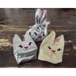 Sale Osterhasenbeutel, Osternest, Osterbeutel in Beige, bestickt Geschenkverpackungen