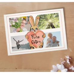 Sale Osterkarte Hase mit Herz 4 Fotos Printable DIY Osterkarten