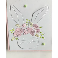 Outlet Osterkarte mit Hasengesicht und Blumenkranz 3D Ostergrüße Osterkarten