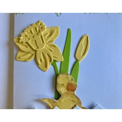 Best Osterkarte mit Küken +  Narzissen Ostern 3D Grusskarte Handgefertigt Hochformat DINA6 Gelb Grün Osterkarten