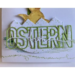 Best Osterkarte mit Küken +  Narzissen Ostern 3D Grusskarte Handgefertigt Hochformat DINA6 Gelb Grün Osterkarten