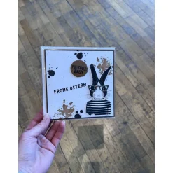 Osterkarten|Frau Yakusas KreativChaos Osterkarte modern mit Hase Männerkarte Frohe Ostern Karte 15x15 cm