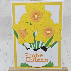 Best Osterkarte Narzissen – Gelbe Osterglocken in Eierschale mit Umschlag Osterkarten