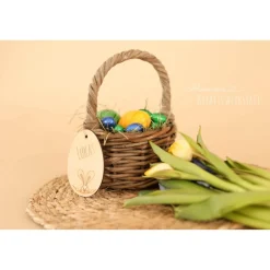 Osterkorb, Osterkörbchen, Osternest, personalisiert Geschenkidee, Korb mit Namensschild, Osterdeko, Holzanhänger Osterkörbchen